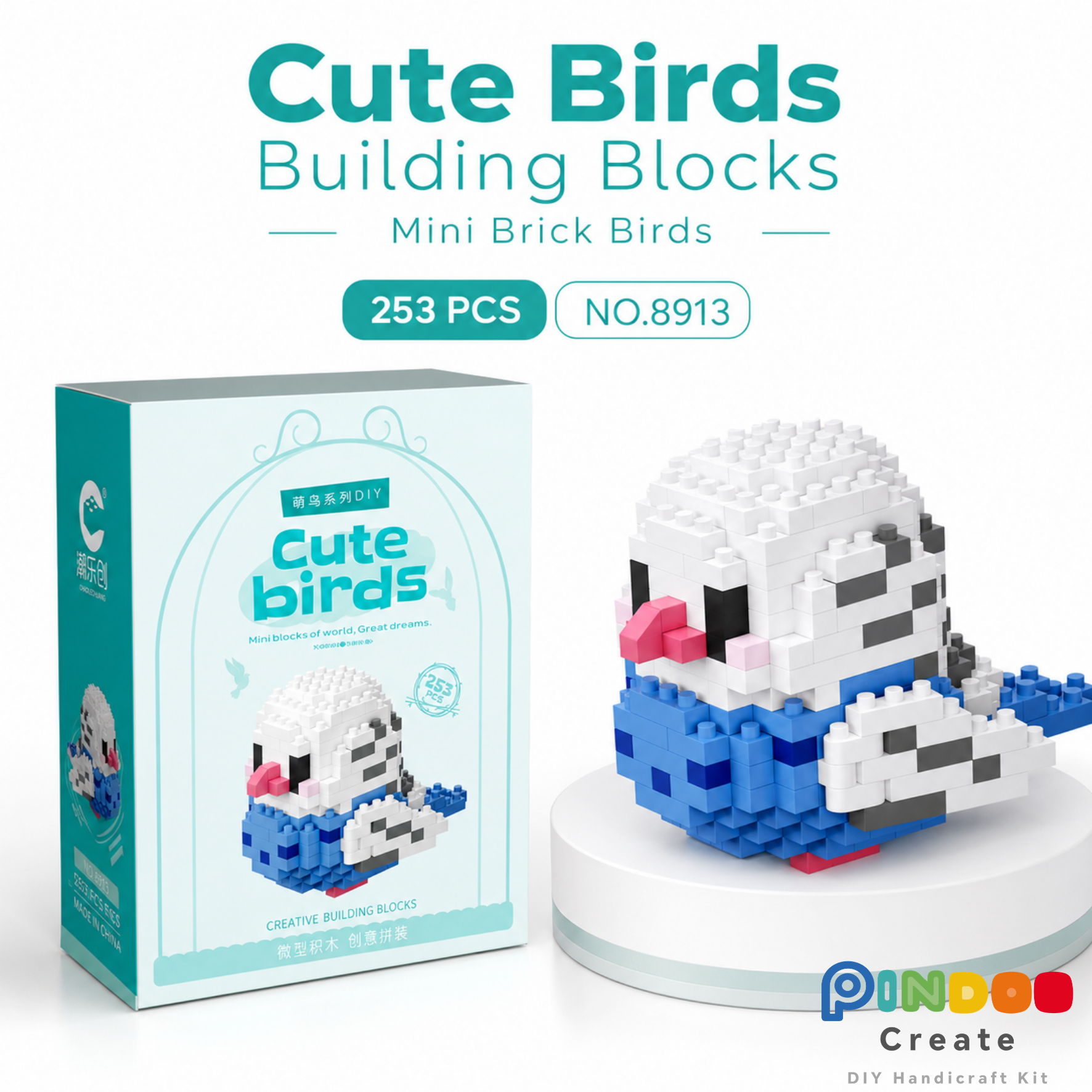 Mini Brick Birds Collection, 12 Cute Bird Building Kits
