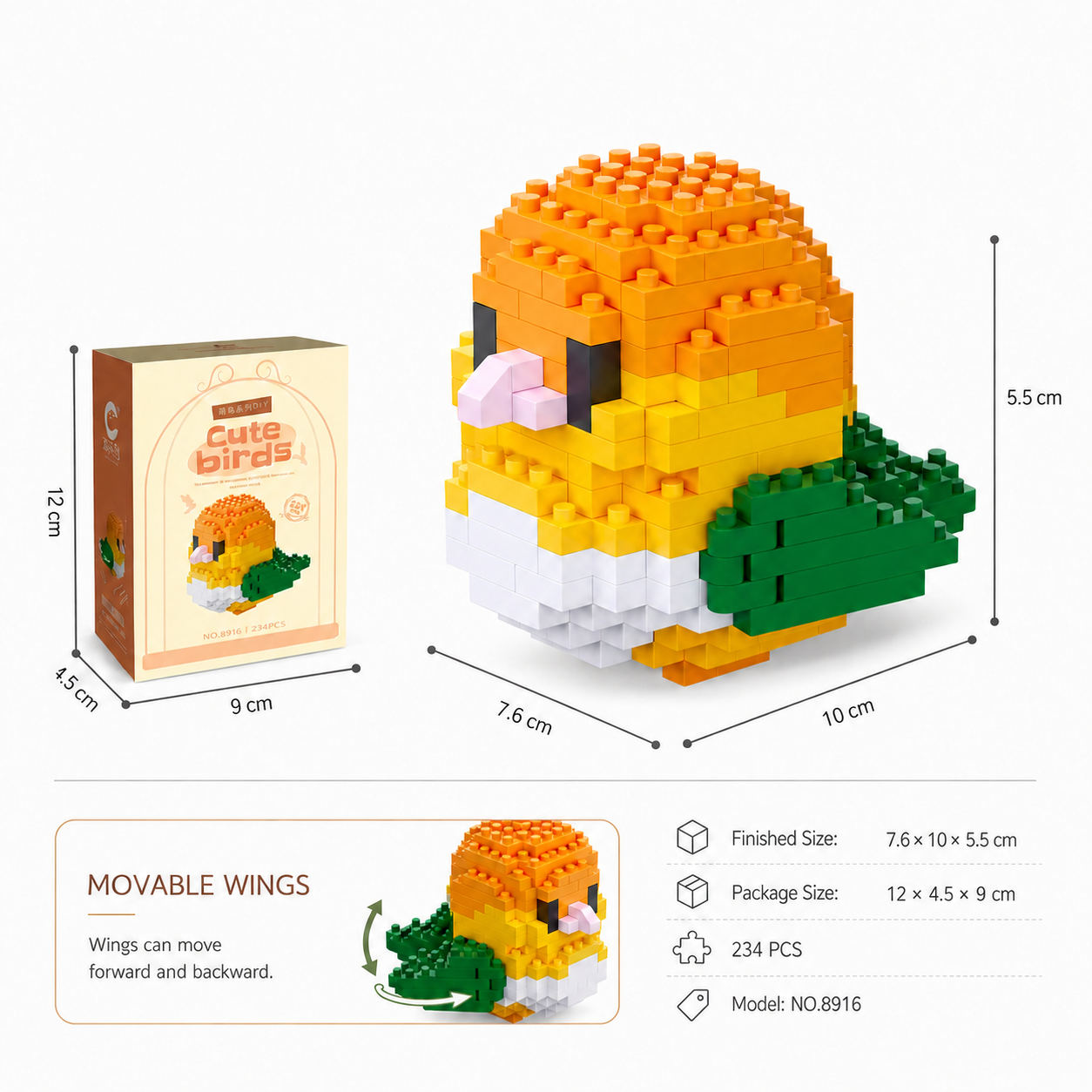 Mini Brick Birds Collection, 12 Cute Bird Building Kits