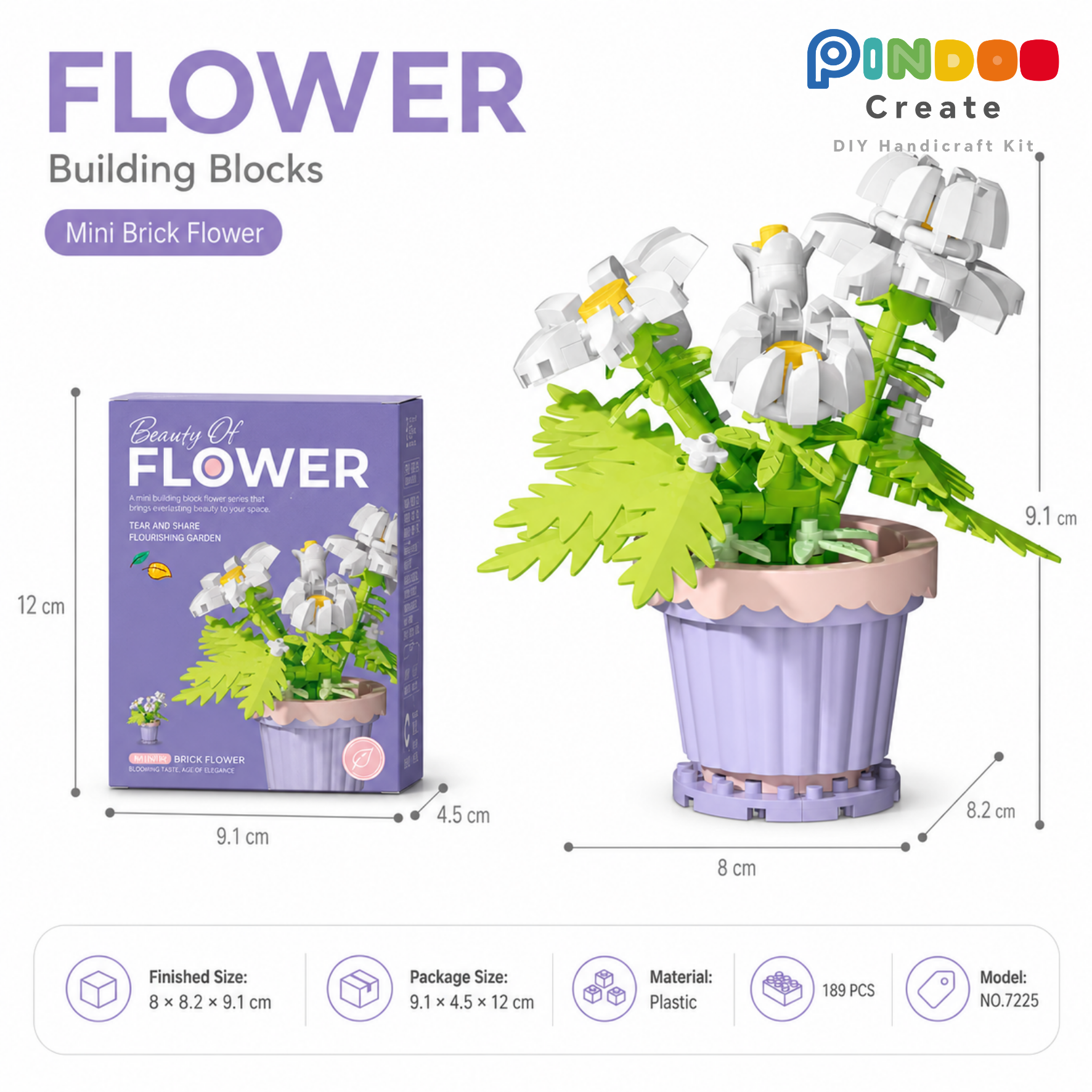 12 Cute Flower Building Kits, Mini Brick Flower Pot Collection