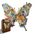 Butterfly Garden Wooden Puzzle, Colorful Shaped Jigsaw with Display Box
