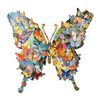 Butterfly Garden Wooden Puzzle, Colorful Shaped Jigsaw with Display Box