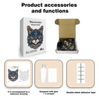 Mystic Cat Wooden Puzzle, Colorful Shaped Jigsaw in Gift Box