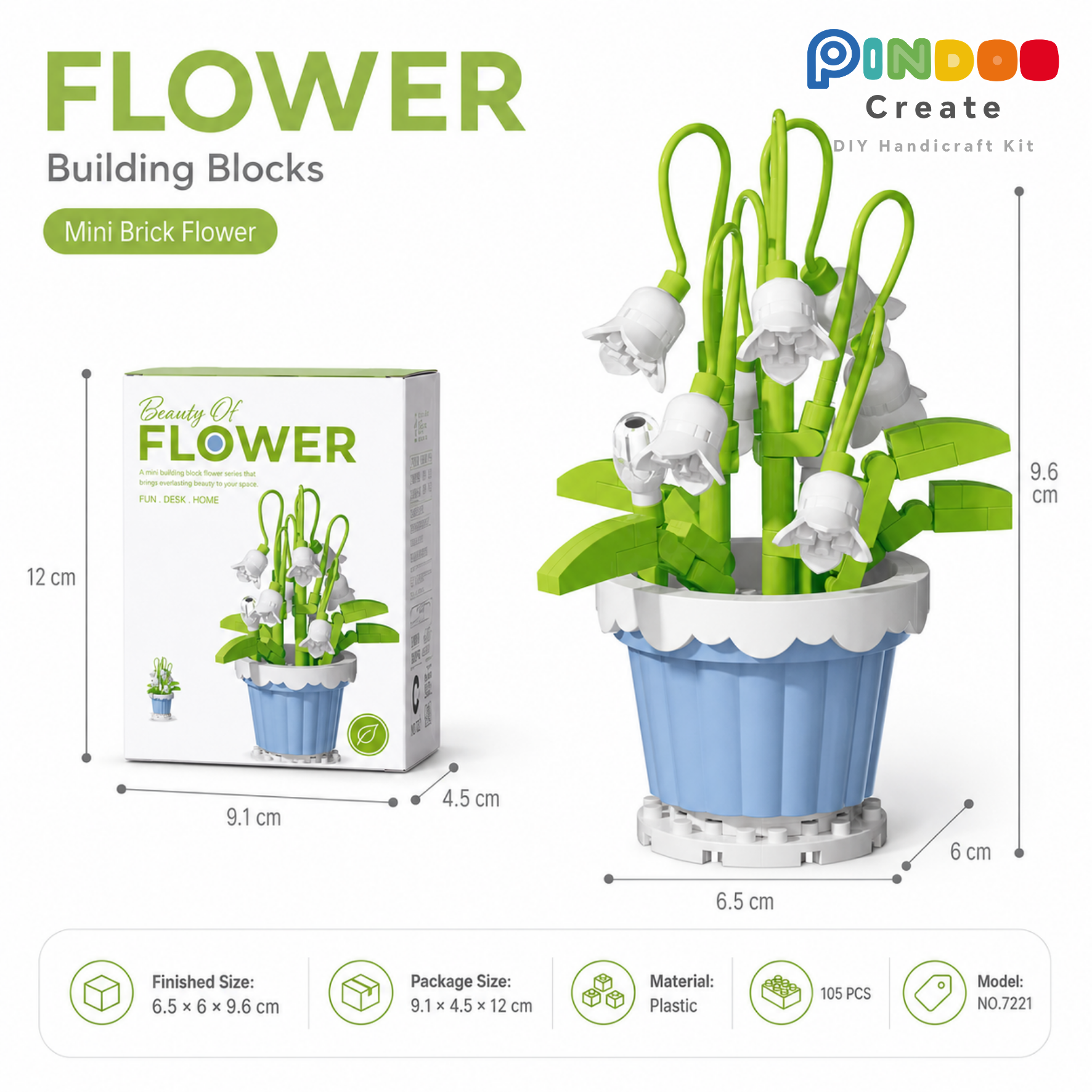 12 Cute Flower Building Kits, Mini Brick Flower Pot Collection