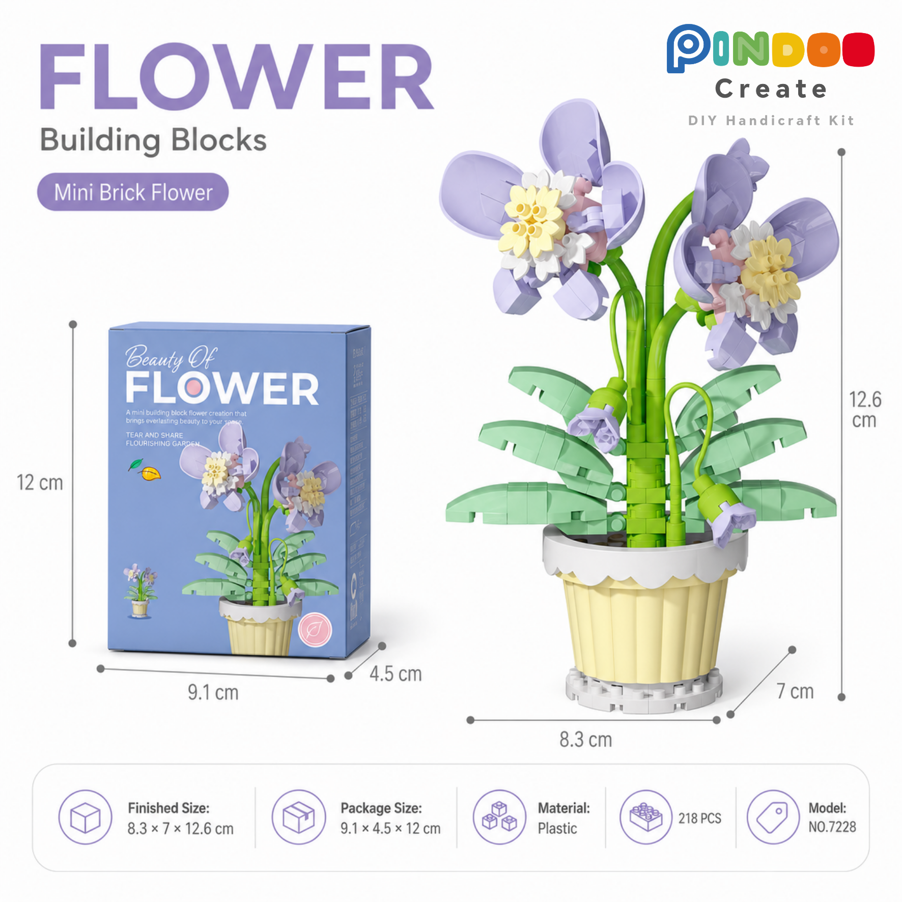 12 Cute Flower Building Kits, Mini Brick Flower Pot Collection