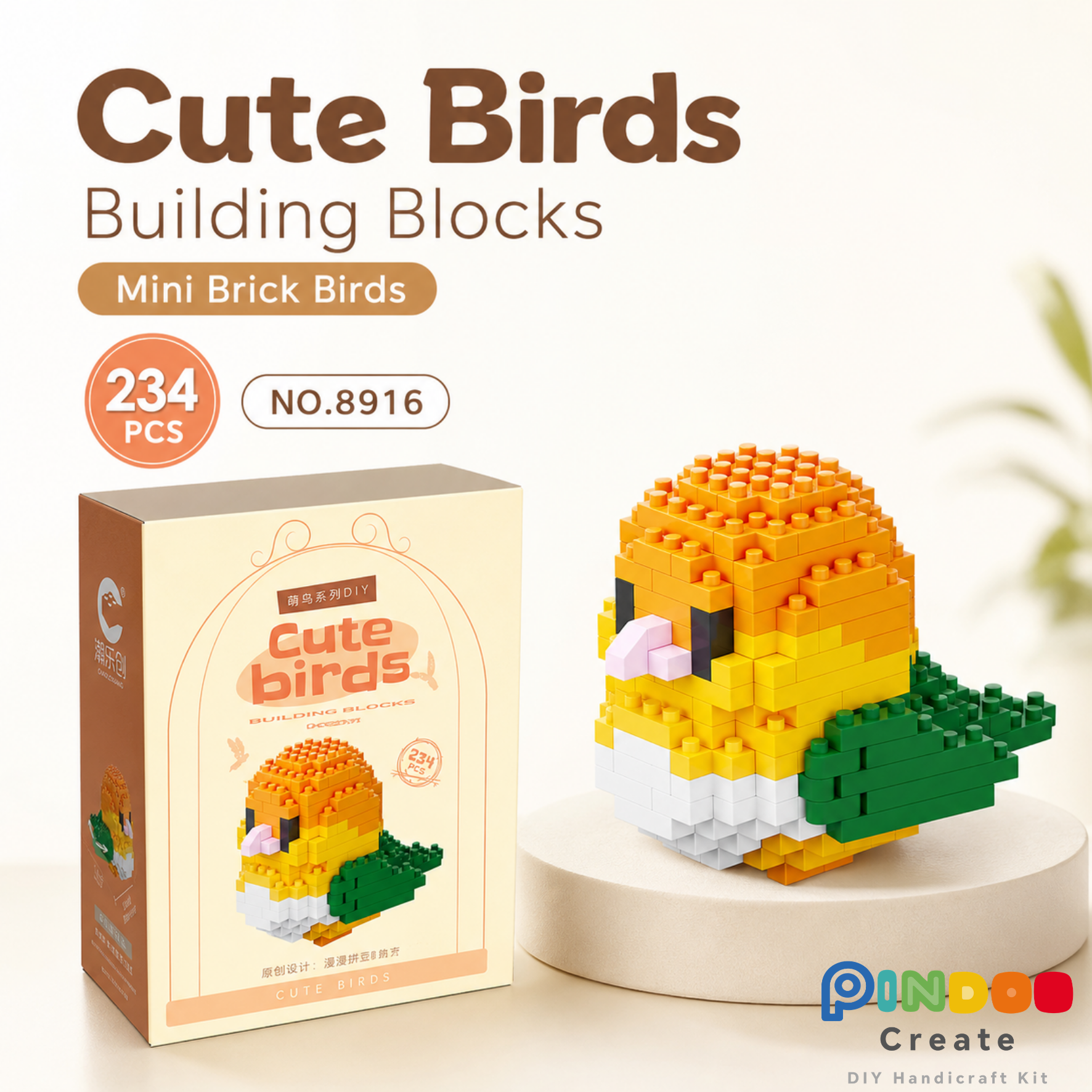 Mini Brick Birds Collection, 12 Cute Bird Building Kits
