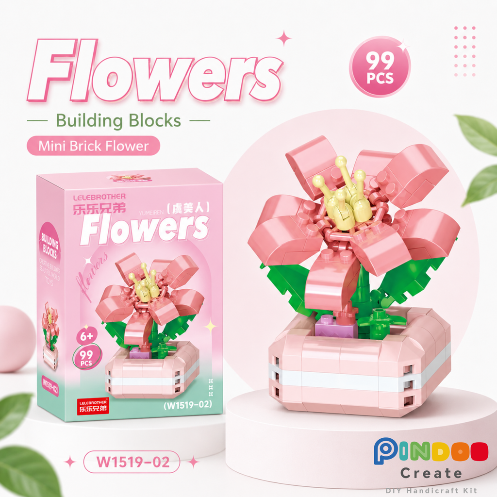 Mini Brick Flower Garden Collection Set, 6 Cute Flower Building Kits