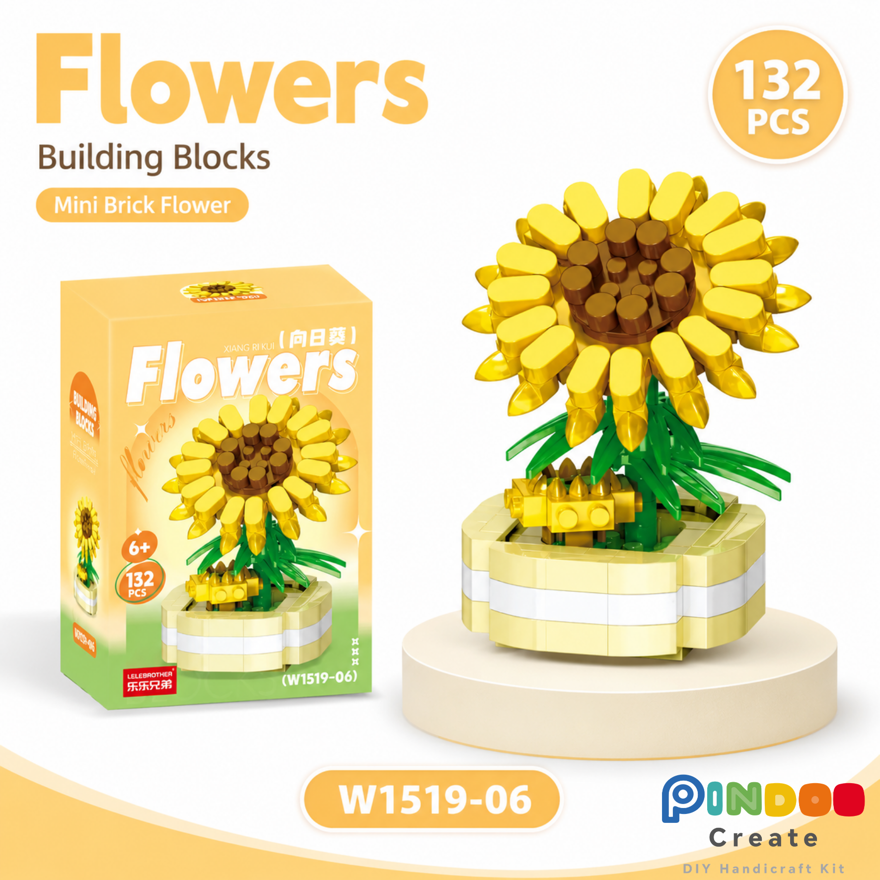 Mini Brick Flower Garden Collection Set, 6 Cute Flower Building Kits